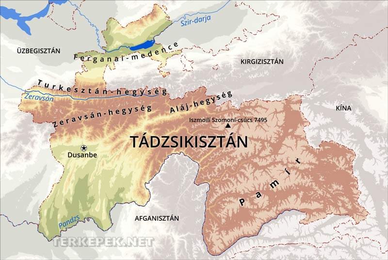 Tadzsikisztán térkép